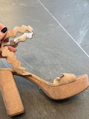 Prada Nude Scalloped Platform Heels
